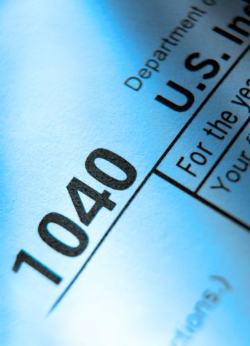 Close-up view of a 1040 U.S. tax form focused on the document title.
